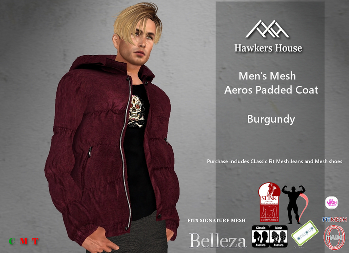 *HH* Men's Mesh Aeros Padded Coat Burgundy