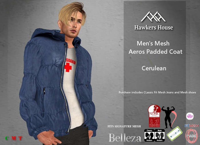 *HH* Men's Mesh Aeros Padded Coat Cerulean