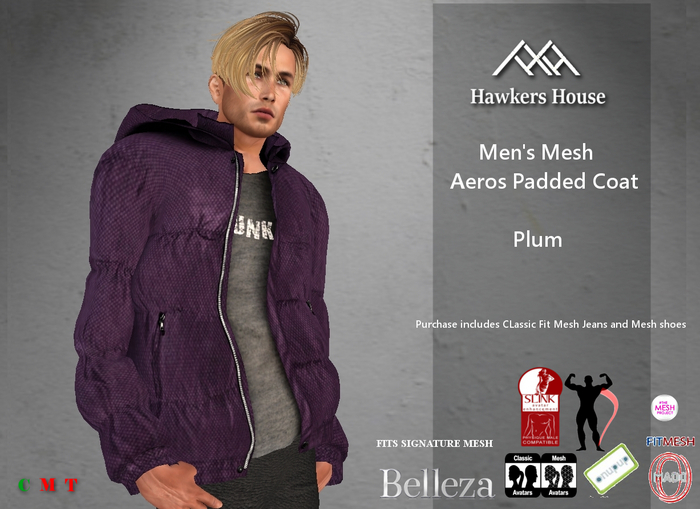 *HH* Men's Mesh Aeros Padded Coat Plum