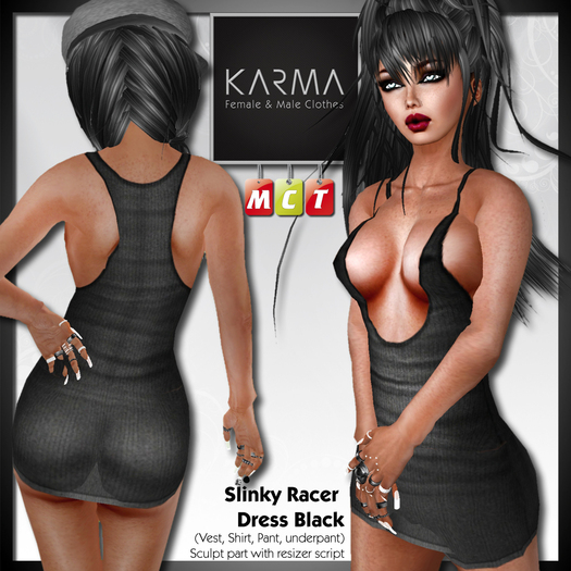Karma - Slinky Racer Mini Dress Black