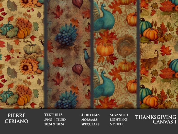 Thanksgiving Canvas 1 - 4 FULL PERM Textures