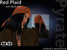 Red Tartan Bandanna Pyrate with Black Hair - Resell