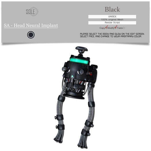 :::SOLE::: SA - Head Neural Implant (Black)