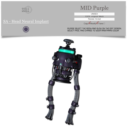 :::SOLE::: SA - Head Neural Implant (MID Purple)