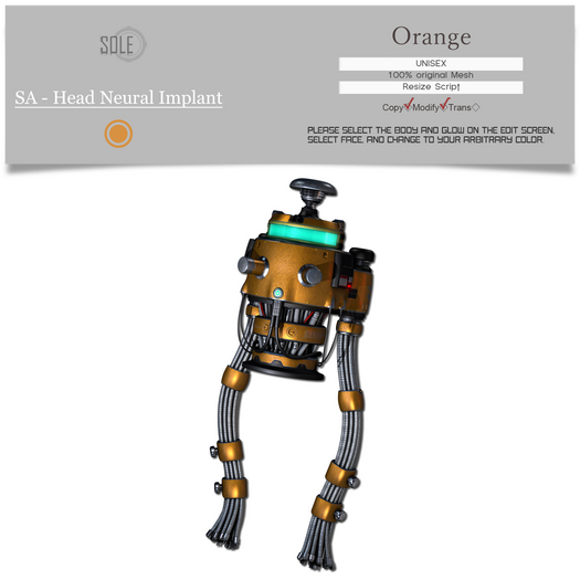 :::SOLE::: SA - Head Neural Implant (Orange)