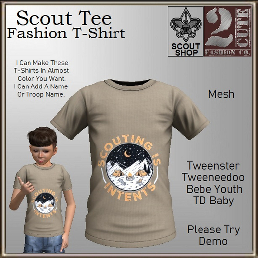 Scout Tee [2cute] Scouting Is In Tents TAN