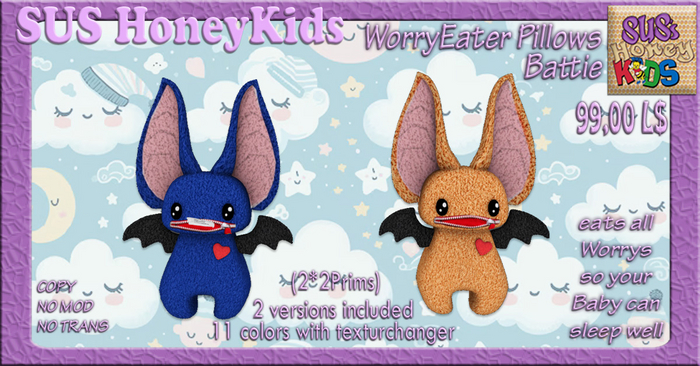 SUS HoneyKids WorryEater Pillows Battie BOX