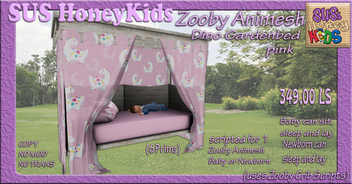 SUS HoneyKids ZoobyAnimesh Dino Gardenbed pink BOX