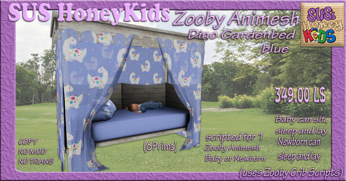 SUS HoneyKids ZoobyAnimesh Dino Gardenbed blue BOX