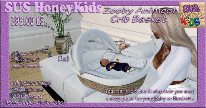 Sus HoneyKids ZoobyAnimesh Crib Basket BOX