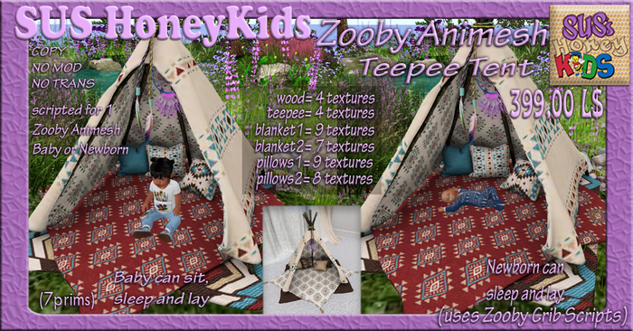 SUS HoneyKids ZoobyAnimesh TeePee Tent BOX