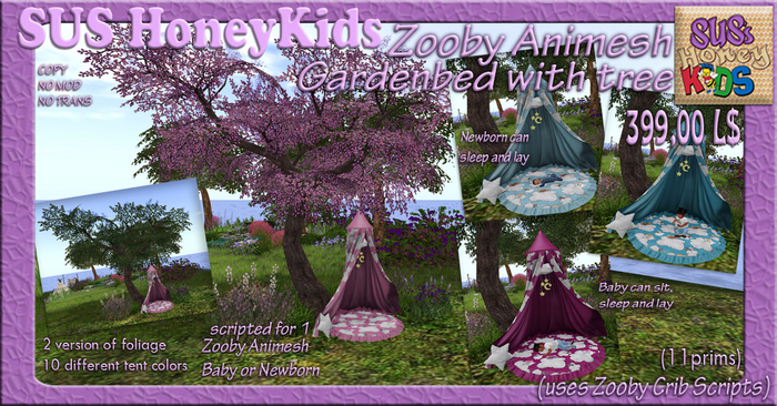 SUS HoneyKids ZoobyAnimesh gardenbed with tree BOX