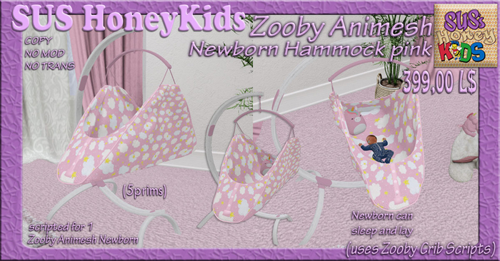 SUS HoneyKids Newborn Hammock pink BOX