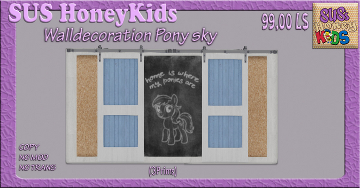 SUS HoneyKids WallDecoration Pony sky BOX