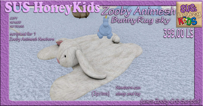 SUS HoneyKids ZoobyAnimesh BunnyRug sky BOX