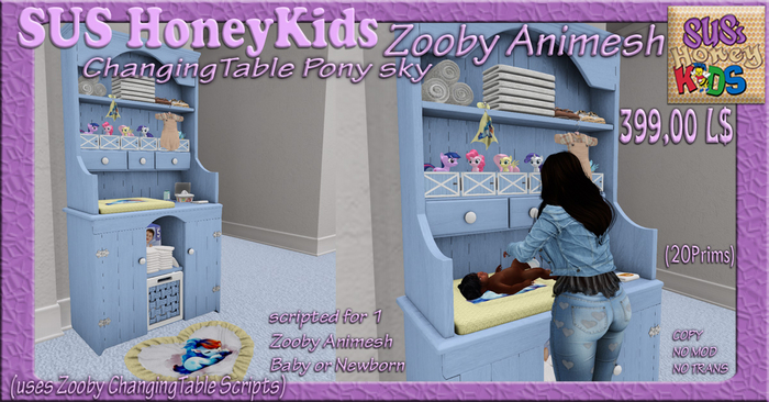 SUS HoneyKids ZoobyAnimesh ChangingTable Pony sky BOX