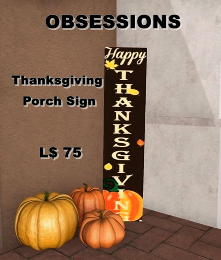 Obsessions - Happy Thanksgiving Porch Sign