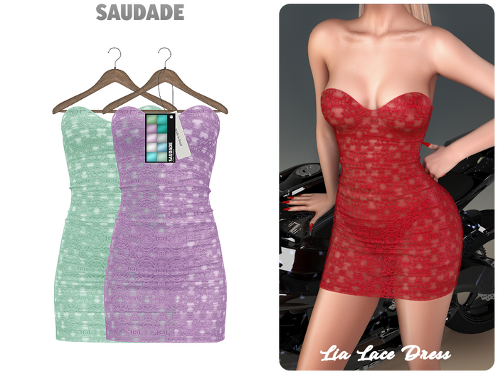 Saudade. Lia Lace Sheer Dress (Cool Tones)