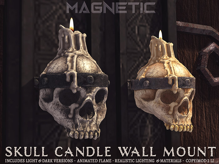 Magnetic - Skull Candle Wall Mount