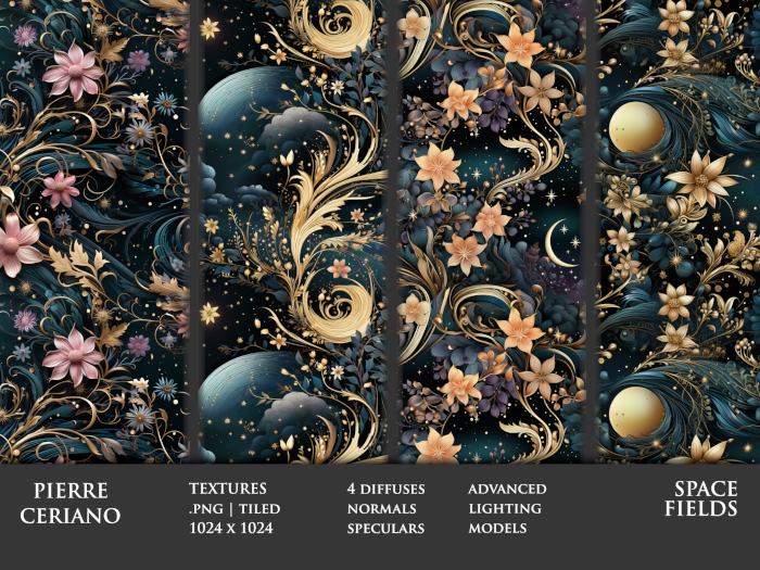 Space fields - 4 FULL PERM Textures