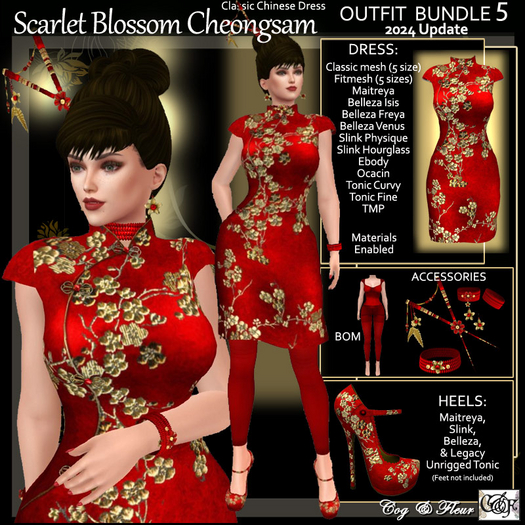 C&F Scarlet Blossom Cheongsam BUNDLE v5 