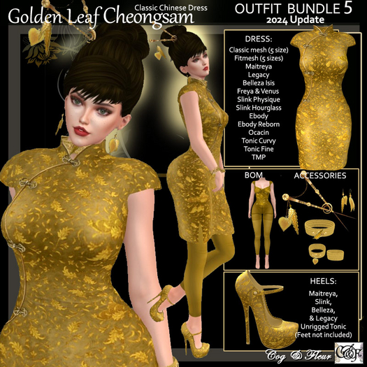 C&F Golden Leaves Classic Cheongsam BUNDLE v5 