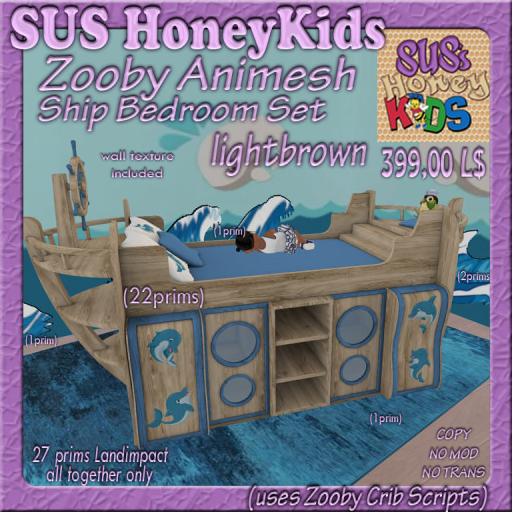 SUS HoneyKids Zooby Animesh Ship Bedroom lightbrown Box