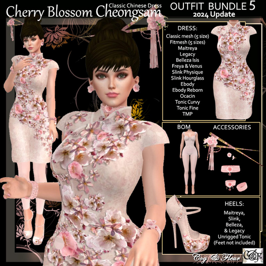 C&F Cherry Blossom Classic Cheongsam Outfit BUNDLE v5