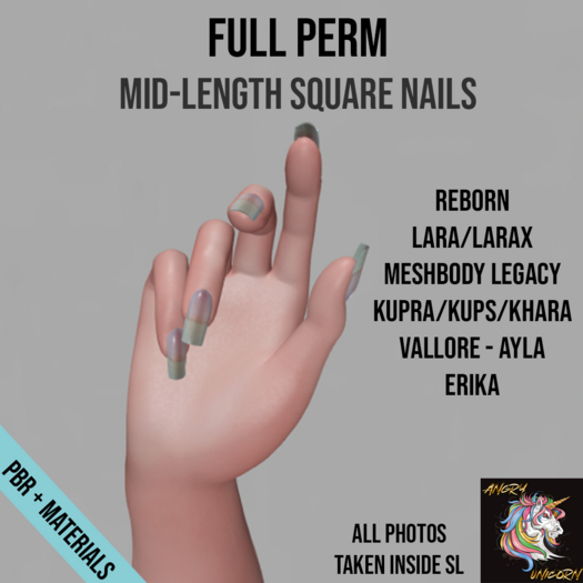 Angry Unicorn - Full Perm Mid-Length Nails