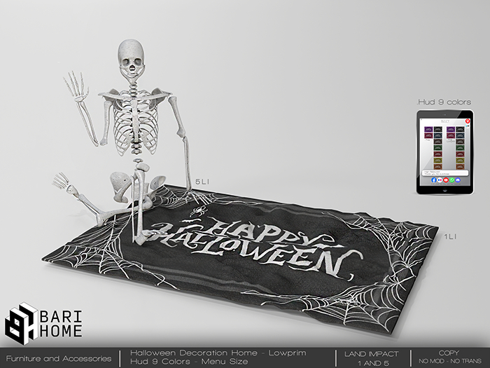 [BARI HOME] Halloween Rug and Skeleton