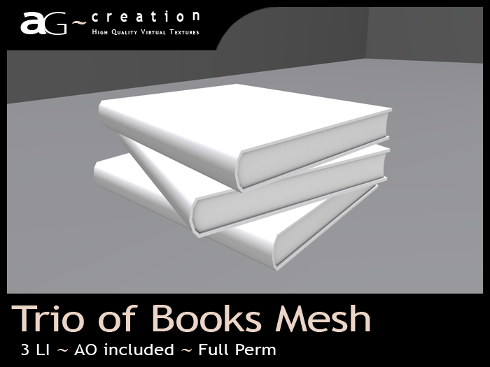 ~AG~ Creation ~ Trio of Books Mesh Full Perm