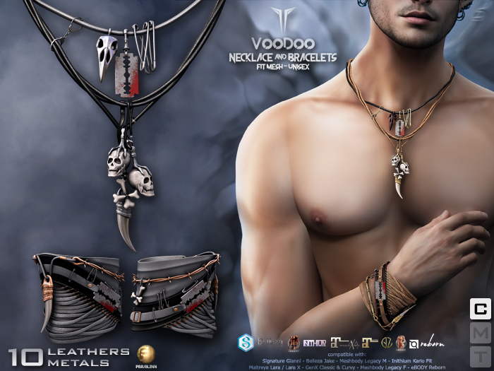 **RE** Voodoo Necklace & Bracelets - PBR - Gianni, Jake, Kario, Maitreya Lara X, GenX, Meshbody, eBODY