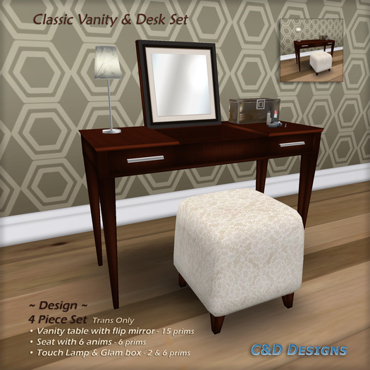 C&D Designs - Classic Vanity & Desk Set - DISCOUNTED 60% Off