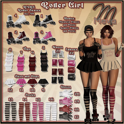 2.Meva Roller Girl Skates Red RARE