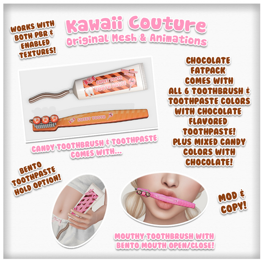 Kawaii Couture - Candy Toothbrush Set - Chocolate Fatpack