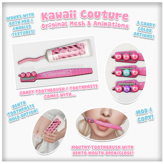 Kawaii Couture - Candy Toothbrush Set - Pink