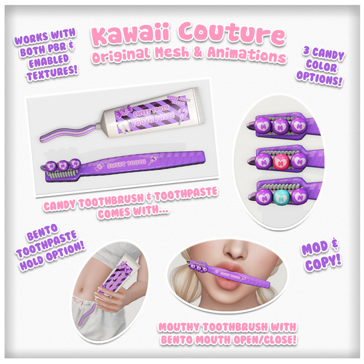 Kawaii Couture - Candy Toothbrush Set - Purple 