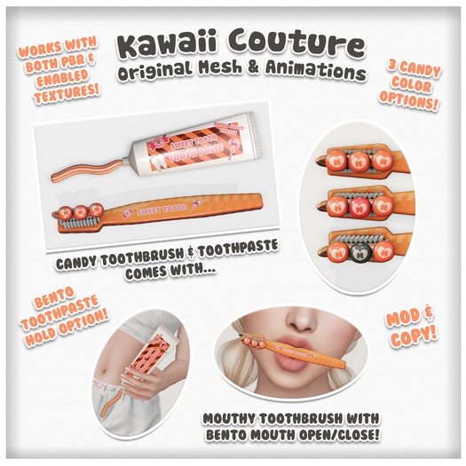 Kawaii Couture - Candy Toothbrush Set - Orange