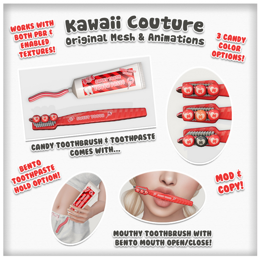 Kawaii Couture - Candy Toothbrush Set - Red 