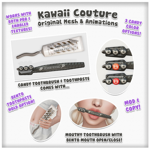 Kawaii Couture - Candy Toothbrush Set - Black