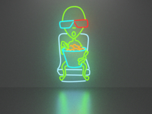 Alien with popcorn neon sign Full Permission