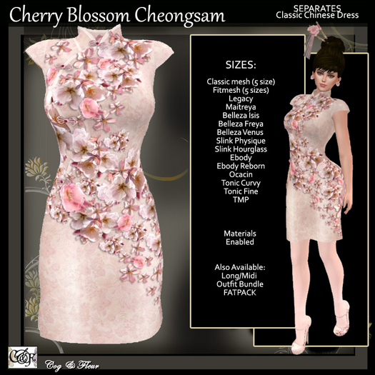 C&F Separates- Cheongsam Dress Only - Cherry Blossom 5