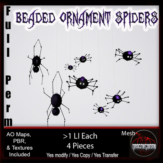 Full Perm Beaded Ornament Spiders