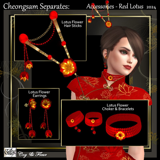 C&F Separates: Red Lotus Accessories Jewelry Set