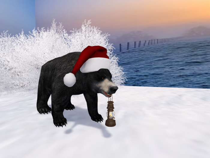 Black Christmas Bear with Lantern
