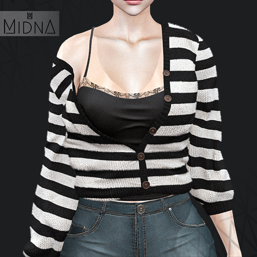 MIDNA - Reeve Cardigan Striped Ed. - BLACK [ADD]
