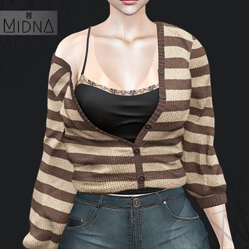 MIDNA - Reeve Cardigan Striped Ed. - BROWN [ADD]