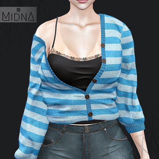 MIDNA - Reeve Cardigan Striped Ed. - LIGHTBLUE [ADD]
