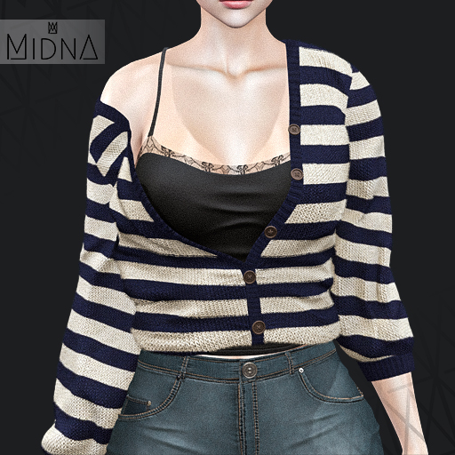 MIDNA - Reeve Cardigan Striped Ed. - NAVY [ADD]