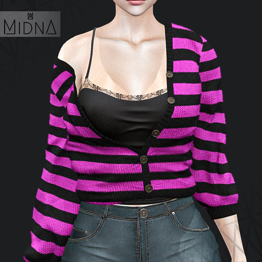 MIDNA - Reeve Cardigan Striped Ed. - PINK [ADD]